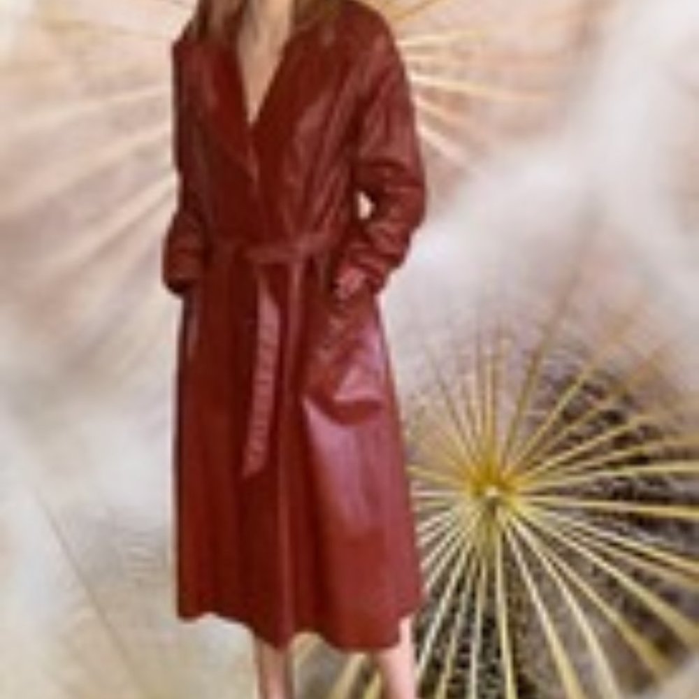 S͜͡O͜͡L͜͡D͜͡! Joanne Fine Red Leather Trench Coat